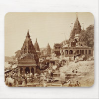 Vishnu Pud und andere Tempel, Benares (Sepia-Foto