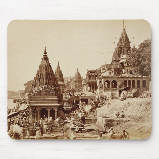 Vishnu Pud und andere Tempel, Benares (Sepia-Foto Mousepad (Vorne)