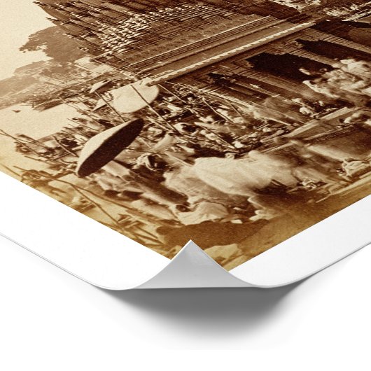 Vishnu Pud und andere Tempel, Benares (sepia Foto Poster (Ecke)