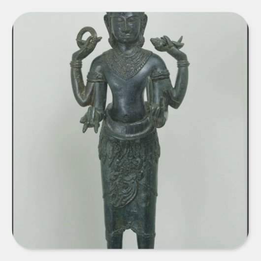 Vishnu-Statue in seiner dreifachen Form Quadratischer Aufkleber (Vorderseite)