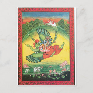 Vishnu und Lakshmi fahren Garuda, die großen Postkarte