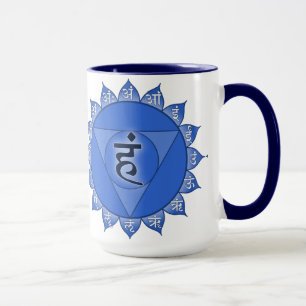 Vishuddha Chakra Blue Petals & Sanskrit Vowels Tasse