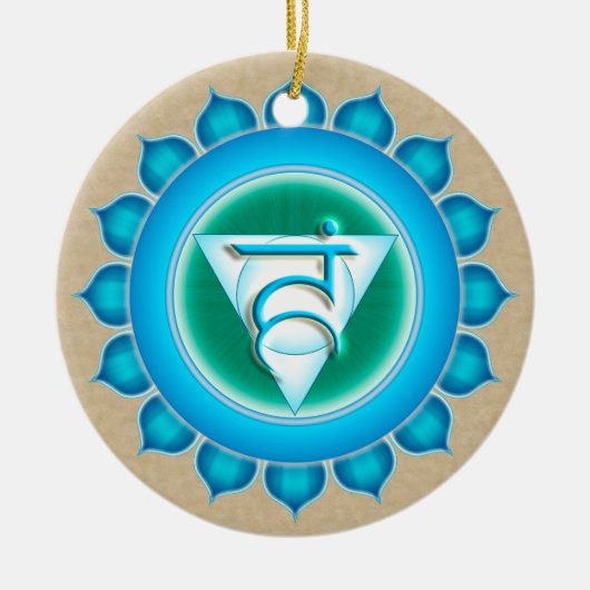 Vishuddha oder Throat 5. Chakra Keramik Ornament (Vorne)