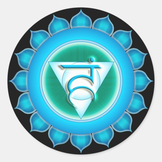 Vishuddha oder Throat 5. Chakra Runder Aufkleber (Vorderseite)