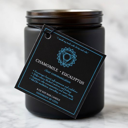 Vishuddha Throat Chakra Candle Label