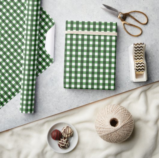 Vishy Checkered Green White Kariert Geschenkpapier (Basteln)
