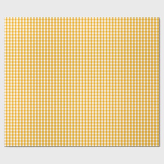 Vishy Checkered Muster Bright Yellow White Kariert Geschenkpapier (Flach)