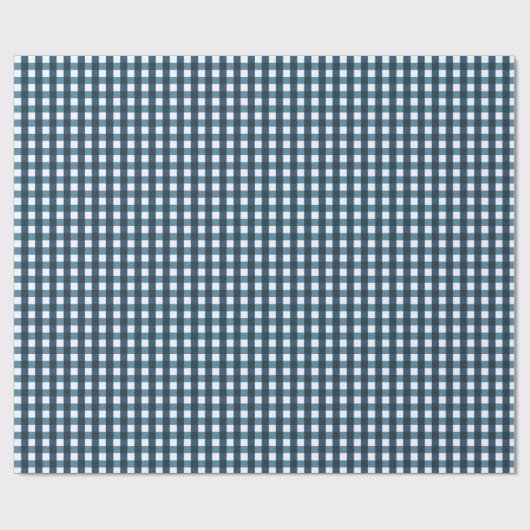 Vishy Checkered Navy White Kariert Geschenkpapier (Flach)