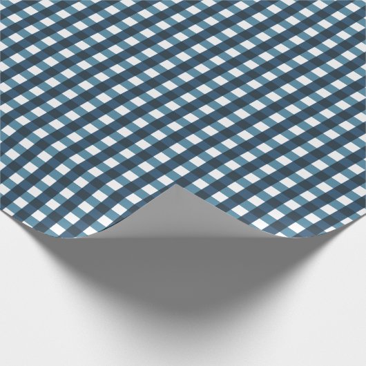 Vishy Checkered Navy White Kariert Geschenkpapier (Ecke)
