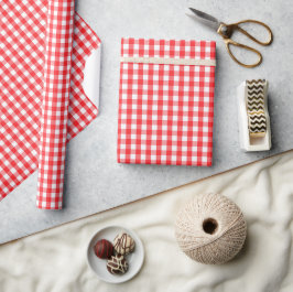 Vishy Checkered Pattern Red White Kariert Geschenkpapier