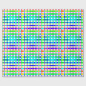 Vishy Checkered Pattern Regenbogen Weiß Kariert Geschenkpapier (Flach)