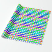 Vishy Checkered Pattern Regenbogen Weiß Kariert Geschenkpapier (Ungerollt)