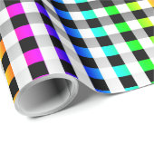 Vishy Checkered Pattern Regenbogen Weiß Kariert Geschenkpapier (Rolleneckpunkt)