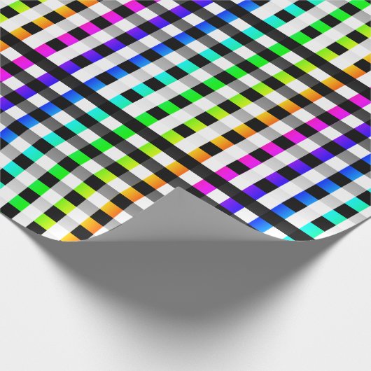 Vishy Checkered Pattern Regenbogen Weiß Kariert Geschenkpapier (Ecke)