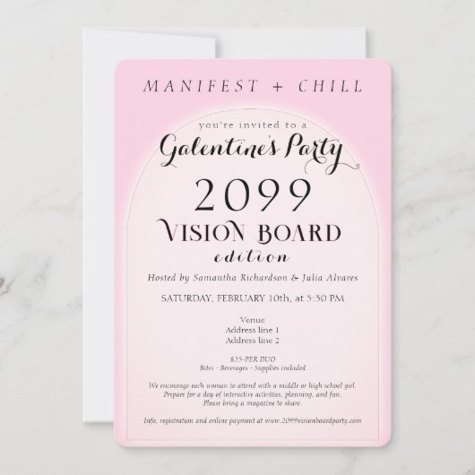 Vision Board Party Networking Galentine's Party Einladung (Vorderseite)