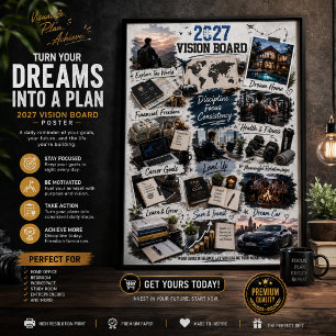 Vision-Board-Poster für Männer – Lebensziele-Wandk Poster