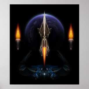 Vision des Flugs auf dem Poster der Schwarzen Frak