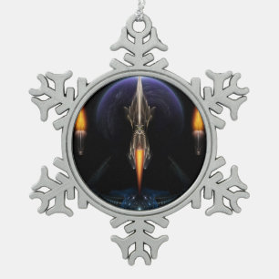 Vision des schwarzen Zinnschneefleckenschneebedeck Schneeflocken Zinn-Ornament