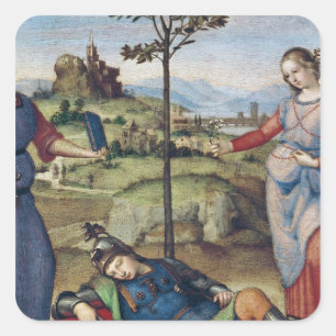Vision eines Ritters, c.1504 Quadratischer Aufkleber