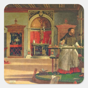 Vision of St. Augustine, 1502-08 (Öl auf Leinwand) Quadratischer Aufkleber