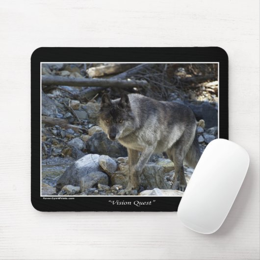"Vision Quest" Graue Wolf-Maus-Pad Mousepad (Mit Mouse)