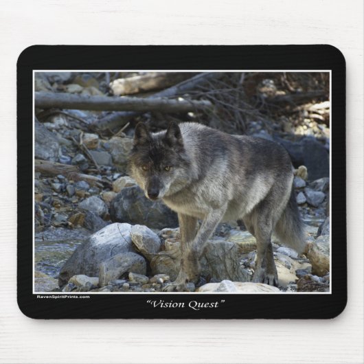 "Vision Quest" Graue Wolf-Maus-Pad Mousepad (Vorne)