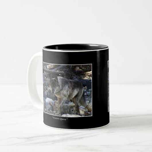 Vision Quest Wolf Geschenke Zweifarbige Tasse (Vorderseite Links)