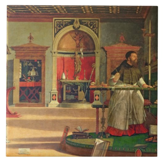 Vision von St. Augustine, 1502-08 (Öl auf Leinwand Fliese (Vorderseite)