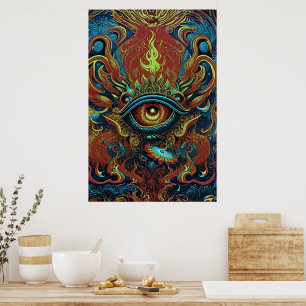 Visionäre Flammen Spirituelles Auge Psychedelische Poster