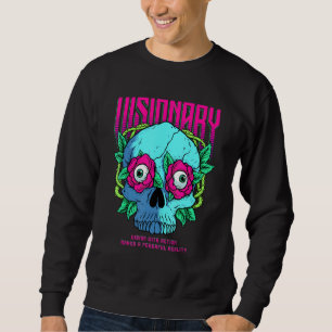 Visionäre gothische rote Rose und Schädelkopf-Moti Sweatshirt