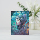 Visionäre Kunst der surrealen weiblichen Vögel Postkarte (Stehend Vorderseite)