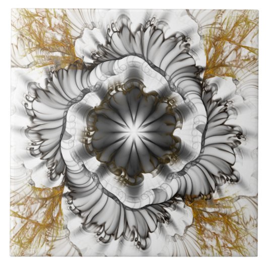 Visionäre Schwarze Blume Fliese (Vorderseite)