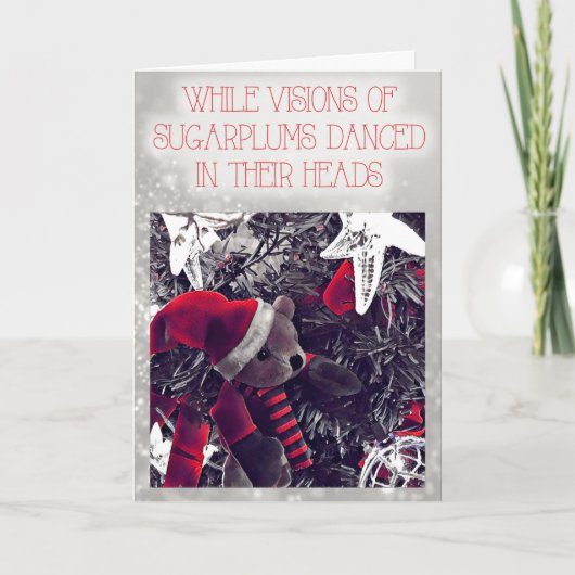 Visionen der Sugarplums-Teddybär-Karte Feiertagskarte (Vorderseite)