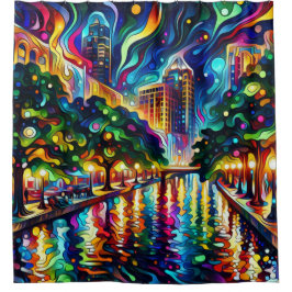 Visionen: Psychedelisch San Antonio Riverwalk Duschvorhang