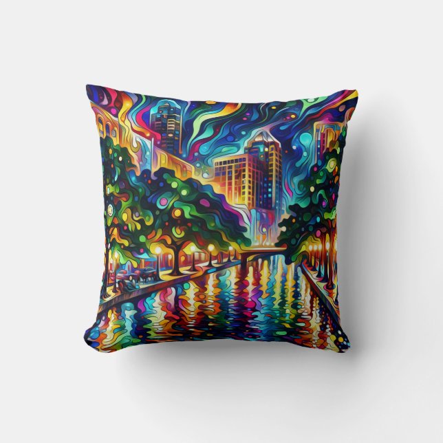 Visionen: Psychedelisch San Antonio Riverwalk Kissen (Vorderseite)
