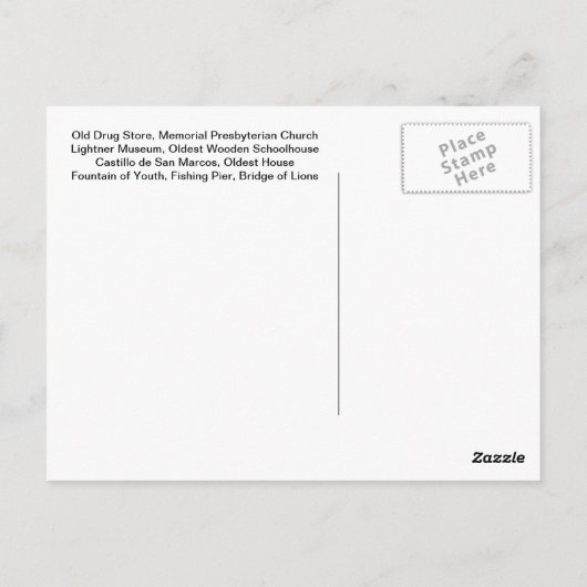 Visionen von St. Augustine, Florida Postkarte (Rückseite)
