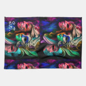 Visionen von Venezianischen Masken Geschirrtuch (Horizontal)