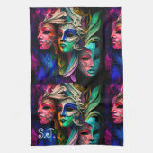 Visionen von Venezianischen Masken Geschirrtuch (Vertikal)