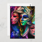 Visionen von Venezianischen Masken Postkarte (Vorne/Hinten)