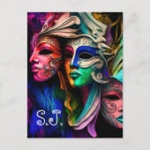 Visionen von Venezianischen Masken Postkarte (Vorderseite)