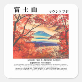 Visit Japan – Mount Fuji & Autumn Leaves Quadratischer Aufkleber