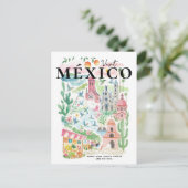 Visit México Watercolor Travel Postcard Postkarte (Stehend Vorderseite)