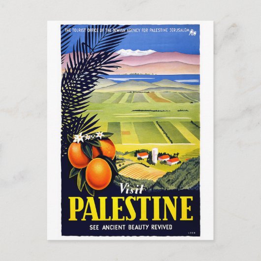 "Visit Palestine" Vintage Travel Poster Postkarte (Vorderseite)