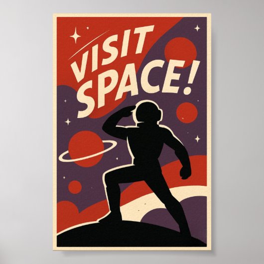 Visit Space Retro Poster (Vorne)