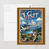 Visit Switzerland travel poster Postkarte (Vorne/Hinten)