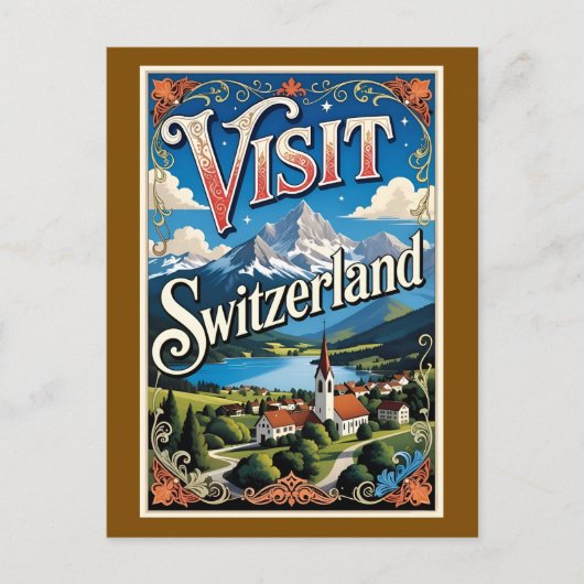 Visit Switzerland travel poster Postkarte (Vorderseite)