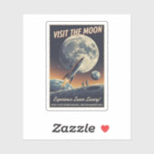 Visit the Moon - Retro travel poster Aufkleber (Blatt)