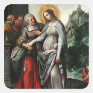 Visitation von Mary zu St. Elizabeth Quadratischer Aufkleber