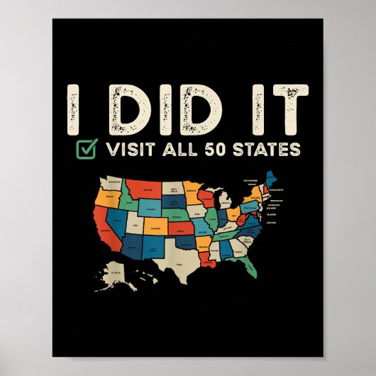 Visited All 50 US States - USA Map Travel - Visit Poster (Vorne)
