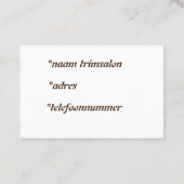 Visitekaartjes puppy, dog visitenkarte (Rückseite)